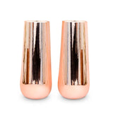 TALL THIN METALLIC CHROME FLOWER VASE COPPER S/2