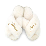 PERSONALIZED WHITE PRINTED PLUSH CROSSBAND SLIPPERS