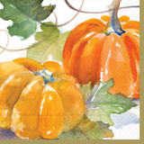 Watercolor Harvest Pumpkins Paper Luncheon Napkins