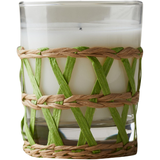 WICKER WRAPPED GLASS CANDLE - GREEN