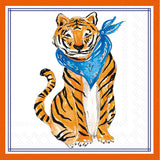BLUE SITTING TIGER PAPER BEVERAGE NAPKINS