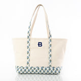 Aqua Block Print Large Classic Tote