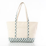 Aqua Block Print Large Classic Tote
