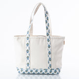 Aqua Block Print Medium Classic Tote