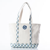Aqua Block Print Medium Classic Tote