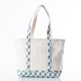 Aqua Block Print Medium Classic Tote
