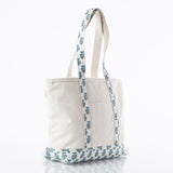 Aqua Block Print Medium Classic Tote