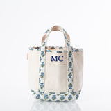 Aqua Block Print Handy Open Tote