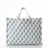 Aqua Block Print Tote