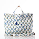 Aqua Block Print Tote