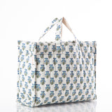 Aqua Block Print Tote