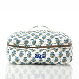 Aqua Block Print Train Case