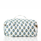 Aqua Block Print Train Case