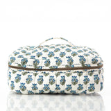 Aqua Block Print Train Case
