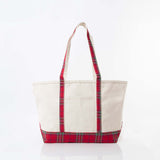 Large Red Plaid Classic Tote
