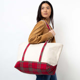 Large Red Plaid Classic Tote