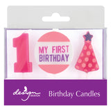 MY FIRST BIRTHDAY SCULPTED CANDLES-PINK