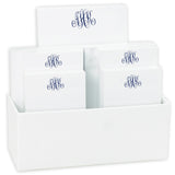 DELAVAN MONOGRAM 7 TABLET SET WHITE WITH LINEN HOLDER