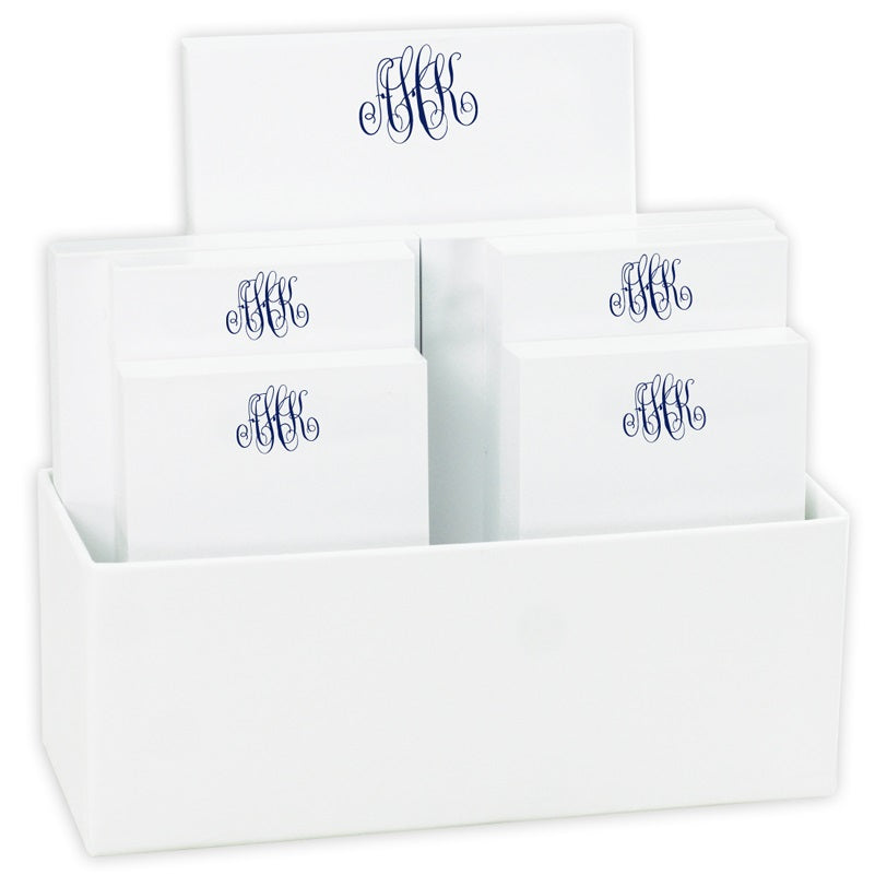 DELAVAN MONOGRAM 7 TABLET SET WHITE WITH LINEN HOLDER – Swoozie's
