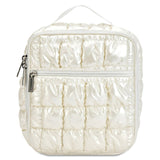 PEARL WHITE SHINY PUFFER LUNCH TOTE