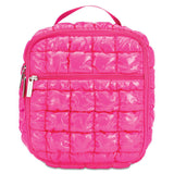 HOT PINK SHINY PUFFER LUNCH TOTE
