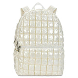 PEARL WHITE SHINY PUFFER BACKPACK