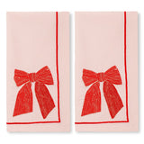 PINK BOW EMBROIDERY NAPKINS