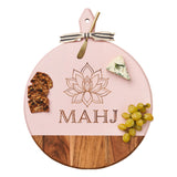 ACACIA HEIRLOOM BOARD IN BLUSH WITH HANDLE ROUND & GOLD | LOTUS MAHJ