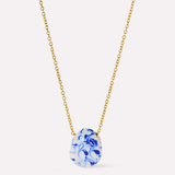 Pebble Mini Marble Blue Gold Statement Necklace