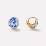 Mini Abby Marble Blue Statement Earrings