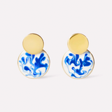 Mini Kinoko Marble Blue Enamel Earrings
