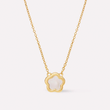 Saya Mother Of Pearl Inlay Flower Pendant Necklace