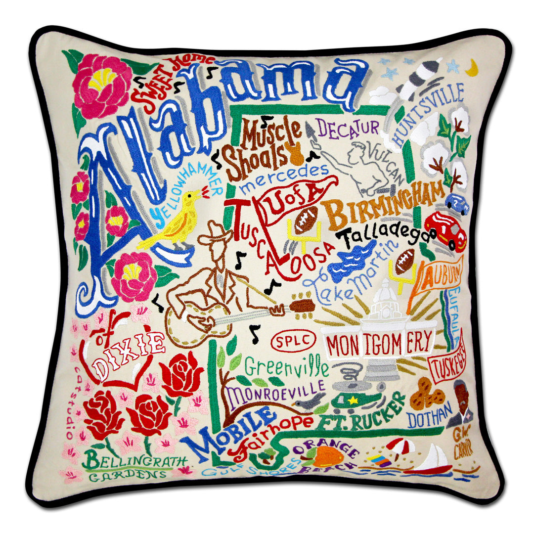 Alabama Hand Embroidered Pillow