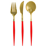 BELLA RED/GOLD CUTLERY