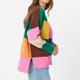 Multi Color Block Loose Fit Sweater