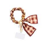 Brown Gingham Phone Wristlet
