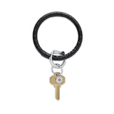 LEATHER BIG O KEY RING - BACK IN BLACK CROC-EMBOSSED