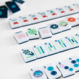 Navy Blue & White House Mahjong Tiles