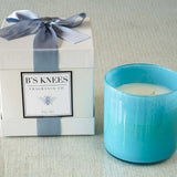 Blue Colored Glass 3 Wicks Candle