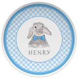 Personalized Bunny Blue Kids Plate