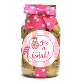 It's A Girl Stork Mini Chocolate Chips Cookies - Quart