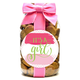 It's A Girl Paint Swoosh Mini Chocolate Chips Cookies - Quart