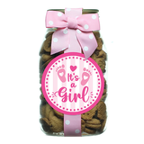It's A Girl Pink Feet Mini Chocolate Chips Cookies - Quart