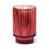 12 OZ TALL RIBBED RED MERCURY GLASS - WINTER BERRY