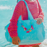 Blue Crush Charm Velour Tote