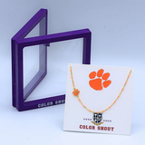 Clemson Orange Enamel Bead Necklace