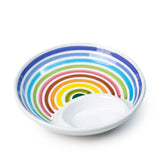 HAND-PAINTED BREAD & OLIVE OIL CERAMIC RAINBOW DIPPING DISH