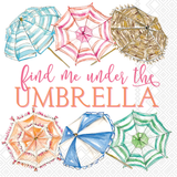 Coral Umbrella Paper Beverage Napkins