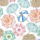 Coral Umbrella Pattern Paper Beverage Napkins