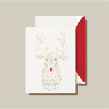 ENGRAVED CALLIGRAPHIC REINDEER HOLIDAY CARD